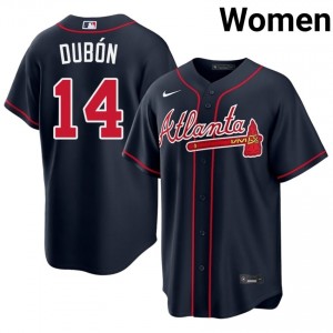 Women ATL Braves Mauricio Dubon #14 Navy Limited Jersey 953781-488