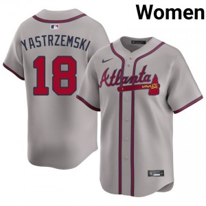 Women ATL Mike Yastrzemski #18 Gray Game Jersey 270804-271