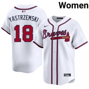 Women's Atlanta Bravos Mike Yastrzemski #18 White Game Jerseys 480135-270