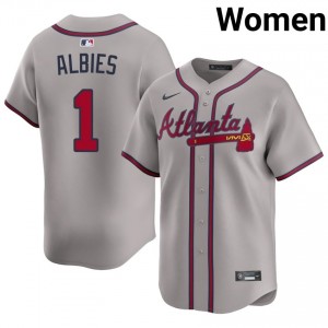 Womens ATL Ozzie Albies #1 Gray Authentic Jersey 578059-717