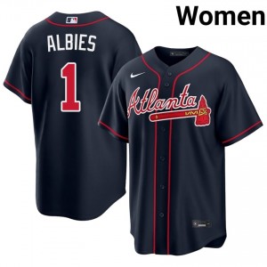 Womens Braves Country Ozzie Albies #1 Navy Limited Jersey 945940-665