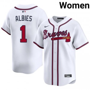 Women ATL Ozzie Albies #1 White MLB Jersey 593237-837