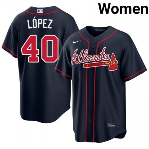 Women's Atlanta Bravos Reynaldo Lopez #40 Navy Popular Jersey 301362-634