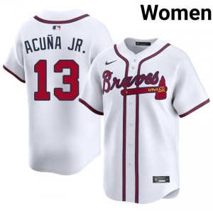 Women Bravos Ronald Acuna Jr. #13 White Game Jerseys 340676-237