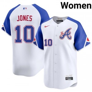 Women's Braves Chipper Jones #10 City Connect White Game Jerseys 110666-587