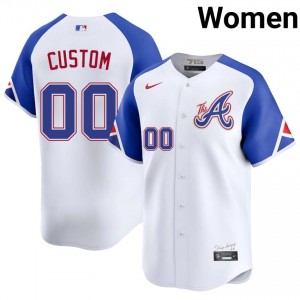 Womens Atlanta Braves Custom #00 City Connect White Limited Jerseys 426524-891
