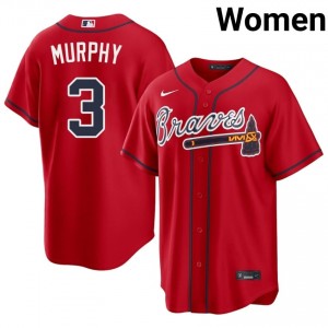 Women's ATL Bravos Dale Murphy #3 Red Game Jerseys 506688-765