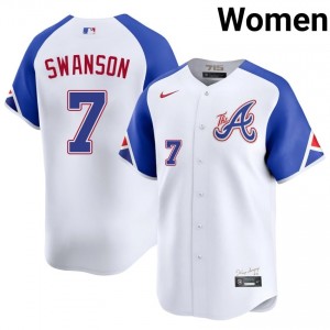 Women's ATL Braves Dansby Swanson #7 City Connect White Game Jerseys 955703-888