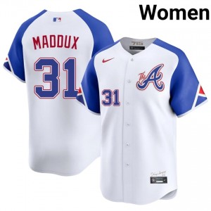 Women's Atlanta Braves Greg Maddux #31 City Connect White Embroidery Jersey 569146-335
