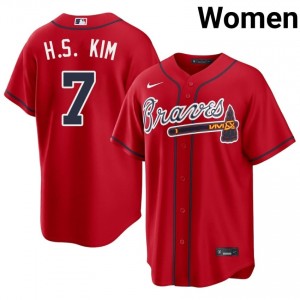 Womens Braves Ha-Seong Kim #7 Red Player Jersey 625369-333