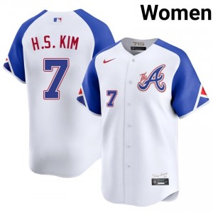 Womens Atlanta Braves Ha-Seong Kim #7 City Connect White Official Jerseys 955697-199