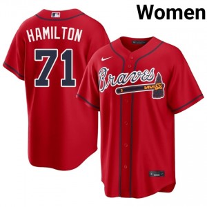 Women's Braves Country Ian Hamilton #71 Red Embroidery Jersey 761847-670