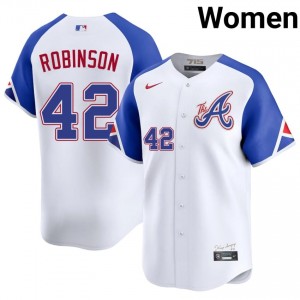 Womens Atlanta Braves Jackie Robinson #42 City Connect White Authentic Jerseys 898560-803