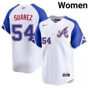 Womens Atlanta Braves Jose Suarez #54 City Connect White Replica Jersey 150068-373
