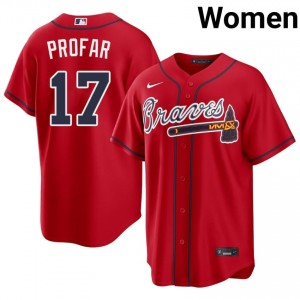 Women's ATL Braves Jurickson Profar #17 Red Limited Jersey 188388-255