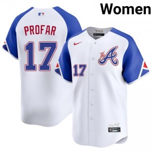 Women's Braves Jurickson Profar #17 City Connect White Embroidery Jersey 256928-126