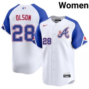 Women's Atlanta Bravos Matt Olson #28 City Connect White 2026-27 Jerseys 982953-477