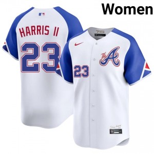 Women ATL Braves Michael Harris II #23 City Connect White Replica Jerseys 974908-905