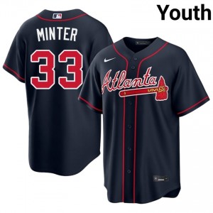Youth Atlanta Braves A.J. Minter #33 Navy Authentic Jerseys 118046-680