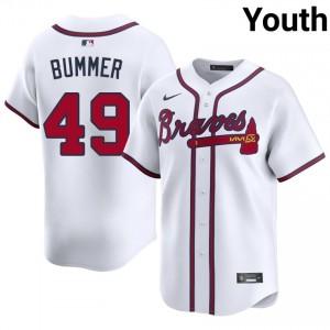 Youth ATL Braves Aaron Bummer #49 White Replica Jerseys 540774-103