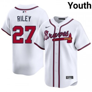 Youth ATL Austin Riley #27 White Official Jersey 270494-828
