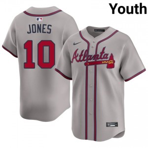 Youth Braves Country Chipper Jones #10 Gray Authentic Jersey 426771-481