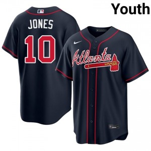 Youth Atlanta Bravos Chipper Jones #10 Navy Player Jersey 590119-140