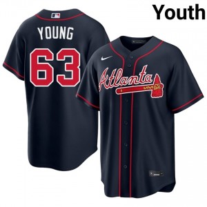 Youth Braves Country Danny Young #63 Navy Replica Jersey 688401-698