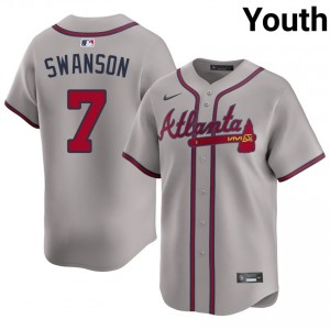 Youth Atlanta Braves Dansby Swanson #7 Gray Player Jersey 537673-498
