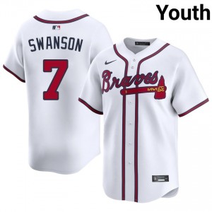 Youth Bravos Dansby Swanson #7 White Stitched Jersey 307830-109