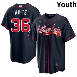 Youth Atlanta Braves Eli White #36 Navy Stitched Jersey 283747-318