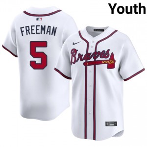 Youth ATL Braves Freddie Freeman #5 White Stitched Jersey 534274-435