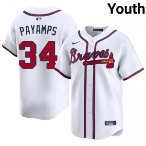 Youth Atlanta Braves Joel Payamps #34 White Limited Jersey 922068-293