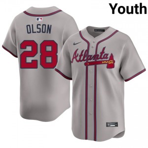 Youth Atlanta Bravos Matt Olson #28 Gray MLB Jersey 903340-632