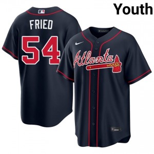 Youth Braves Max Fried #54 Navy Player Jersey 536188-937