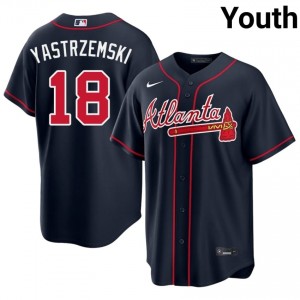 Youth Atlanta Braves Mike Yastrzemski #18 Navy MLB Jersey 376117-932