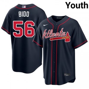 Youth Braves Osvaldo Bido #56 Navy Official Jersey 620070-212