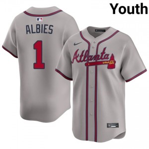 Youth Braves Country Ozzie Albies #1 Gray Authentic Jerseys 711907-434