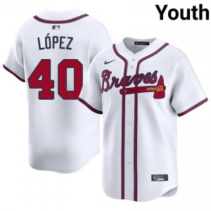 Youth Atlanta Braves Reynaldo Lopez #40 White 2026-27 Jerseys 777610-426