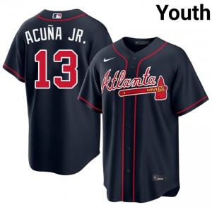 Youth ATL Braves Ronald Acuna Jr. #13 Navy MLB Jerseys 830759-230