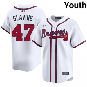 Youth Atlanta Braves Tom Glavine #47 White Embroidery Jerseys 309256-164