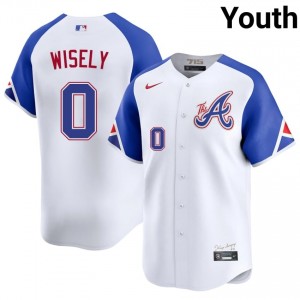 Youth Atlanta Bravos Brett Wisely #0 City Connect White Player Jerseys 470131-158
