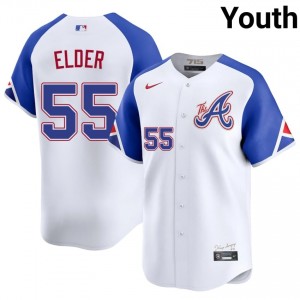 Youth Braves Country Bryce Elder #55 City Connect White Game Jerseys 157752-574