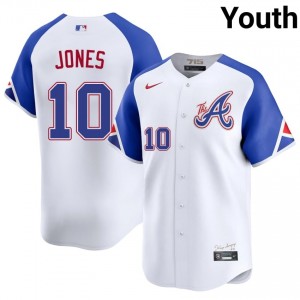 Youth ATL Chipper Jones #10 City Connect White Stitched Jerseys 506763-339