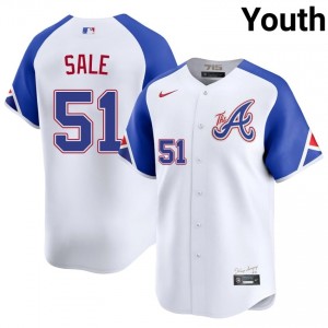 Youth Atlanta Bravos Chris Sale #51 City Connect White Embroidery Jerseys 477969-552