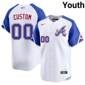 Youth ATL Braves Custom #00 City Connect White Replica Jersey 168006-287