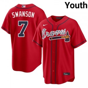 Youth Atlanta Braves Dansby Swanson #7 Red Limited Jerseys 291919-299