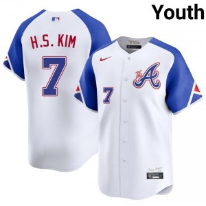 Youth Bravos Ha-Seong Kim #7 City Connect White MLB Jerseys 309307-356
