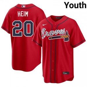 Youth Atlanta Bravos Jonah Heim #20 Red Game Jerseys 610563-144