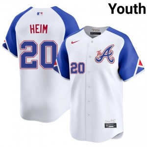 Youth Atlanta Bravos Jonah Heim #20 City Connect White Limited Jerseys 983026-986